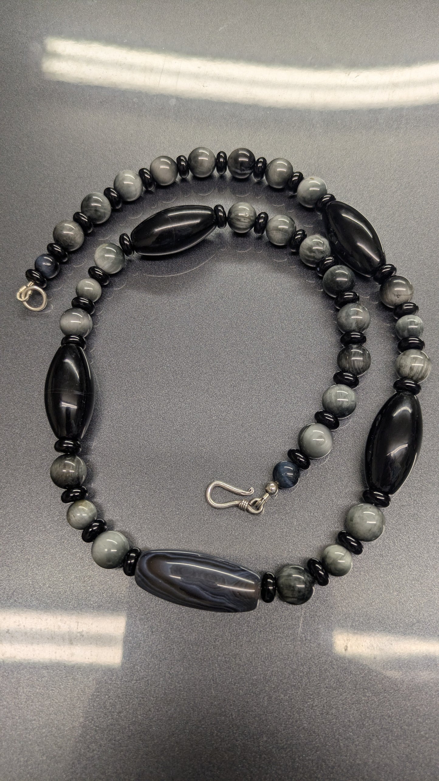 Black onyx X hawk eye X agate