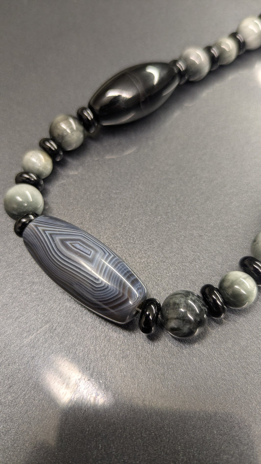 Black onyx X hawk eye X agate
