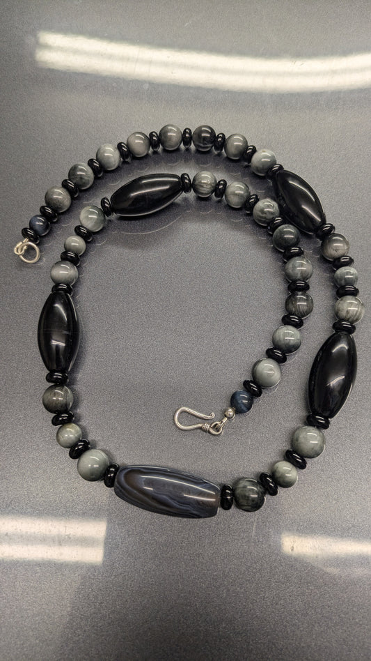 Black onyx X hawk eye X agate